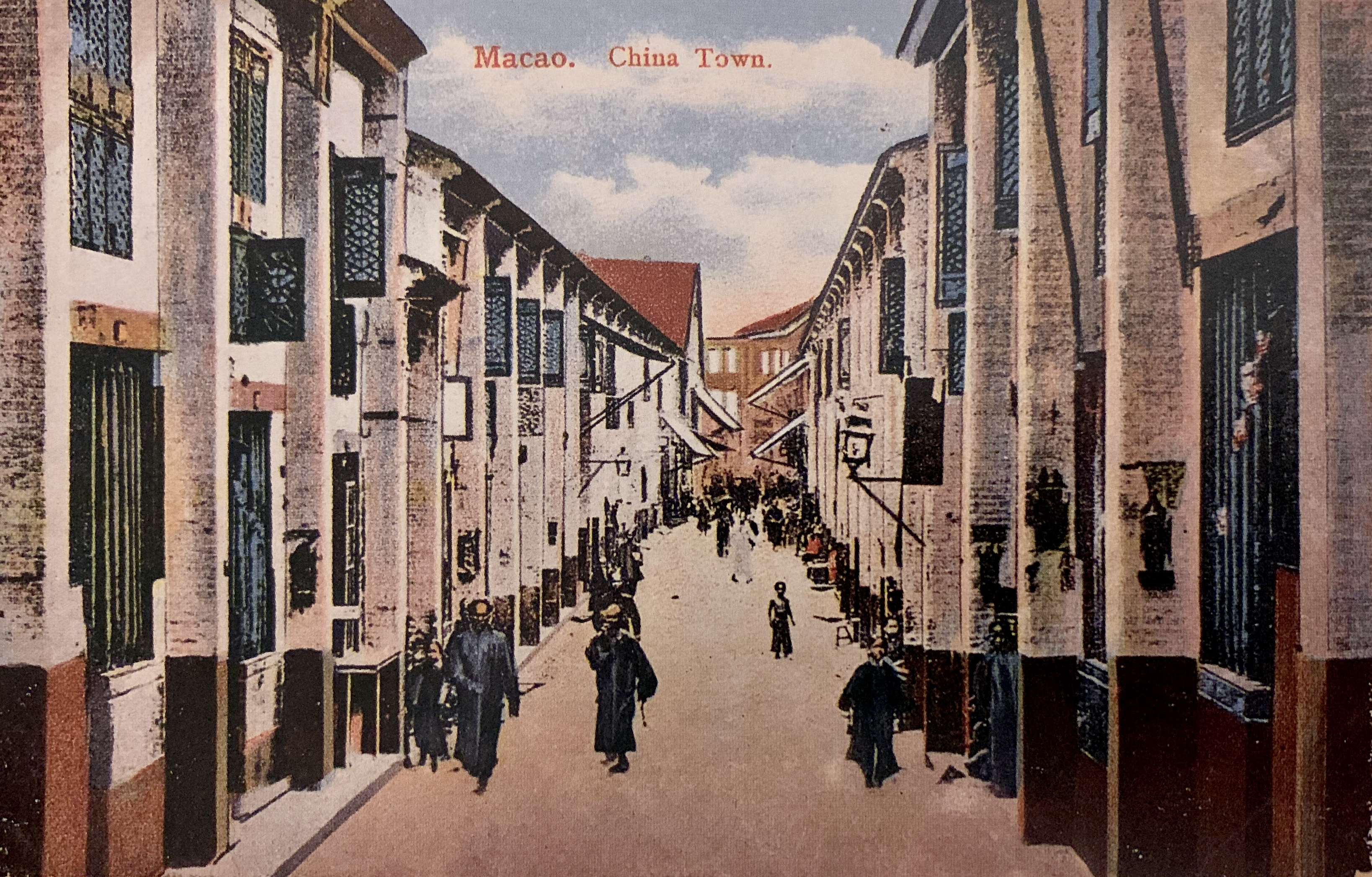 Rua da Felicidade circa 1900 source The Past of Macau Collection of Postcards by Ho Weng Hong