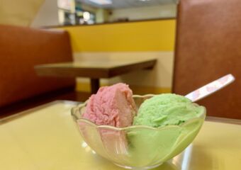 Lai Kei Ice Cream Shop Ice Cream Peppermint and Strawberry Scoops on the Table Close Up Macau Lifestyle.jpg