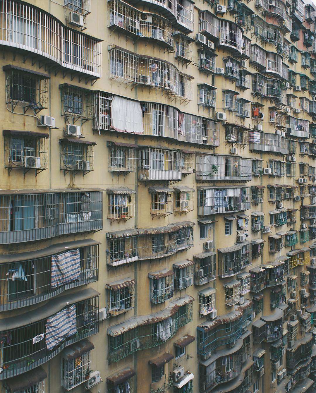 Shot of residential buildings in Macau