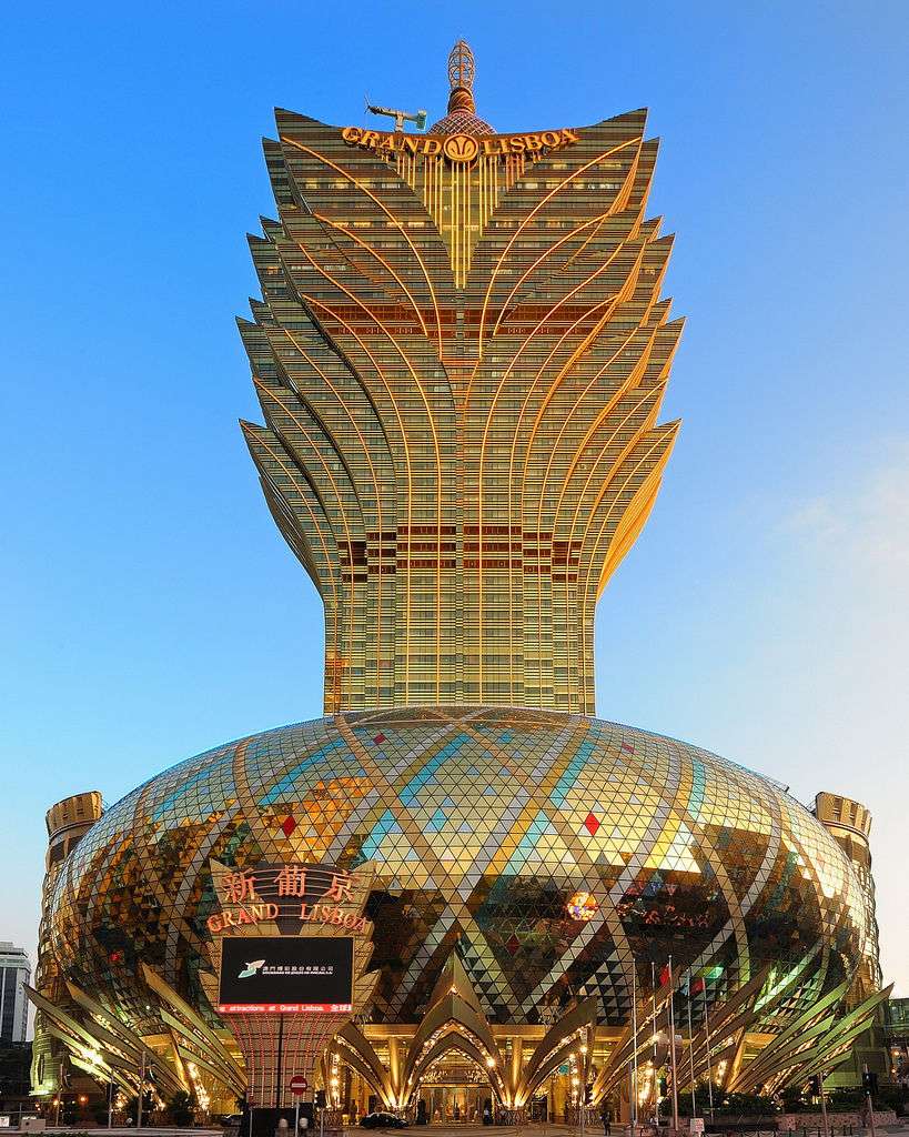 The golden exterior of Grand Lisboa in Macau
