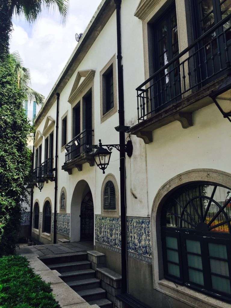 Senado Building garden- Back Façade, decorated with Portuguese tiles, stone
