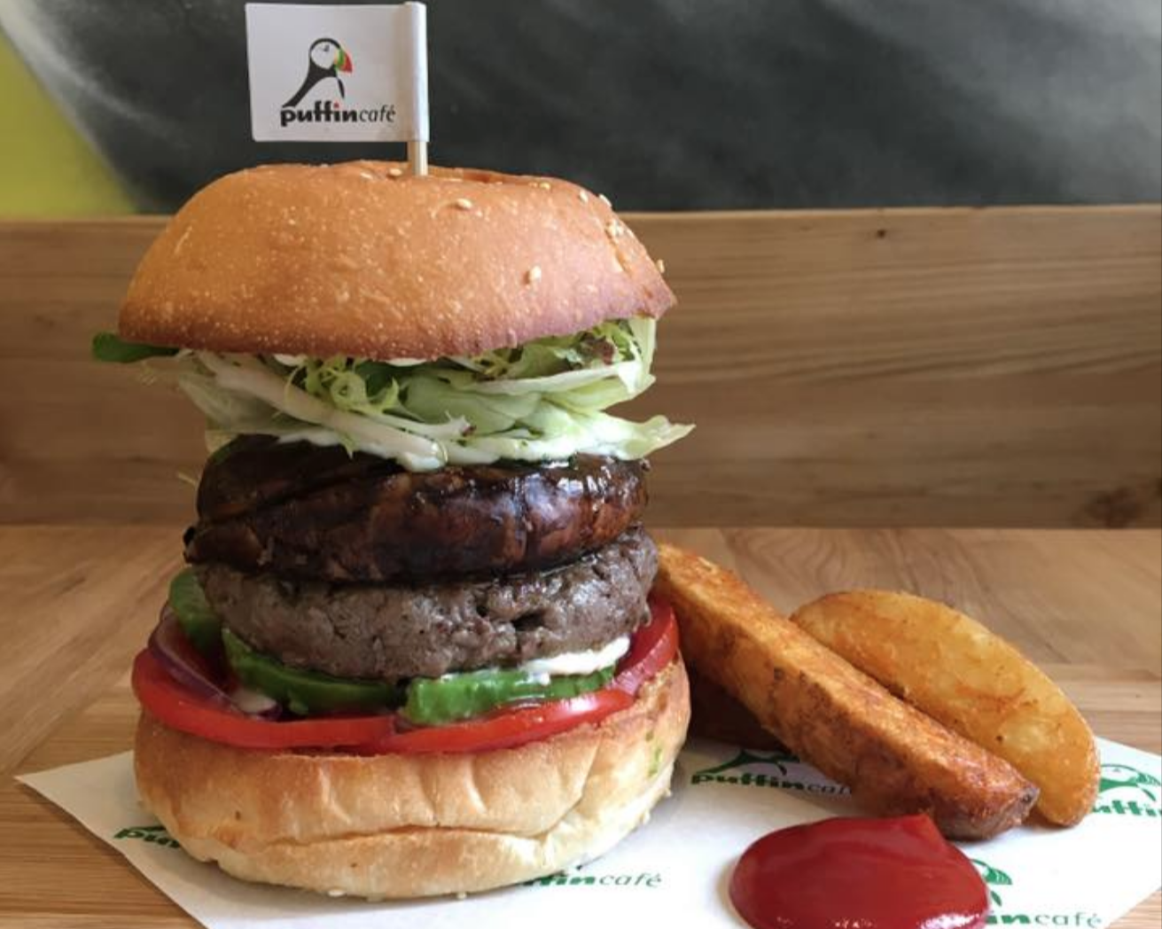 veggie burger puffin cafe
