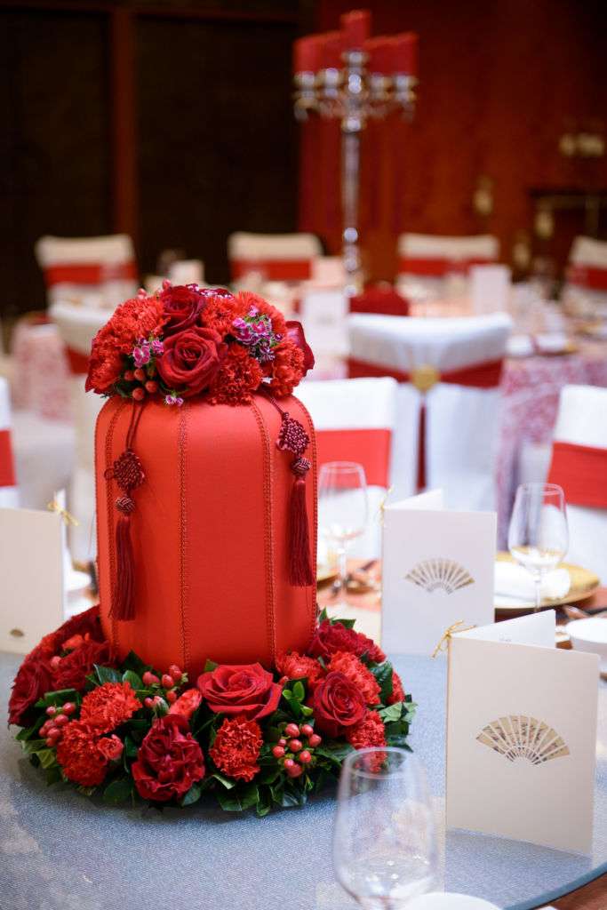 Wedding party table settings at Mandarin Oriental Macau.