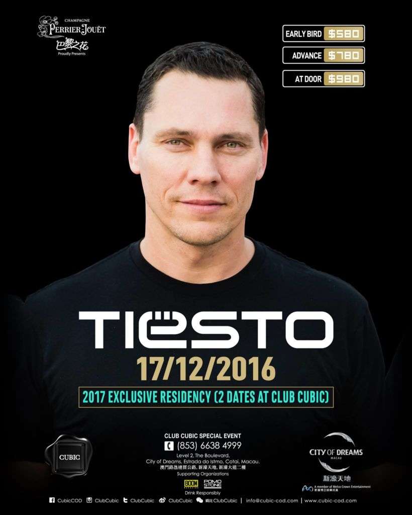 Poster for DJ Tiesto at Club Cubic in Macau