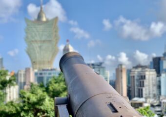 Mount Fortress Canon Pointing to Grand Lisboa Macau Lifestyle