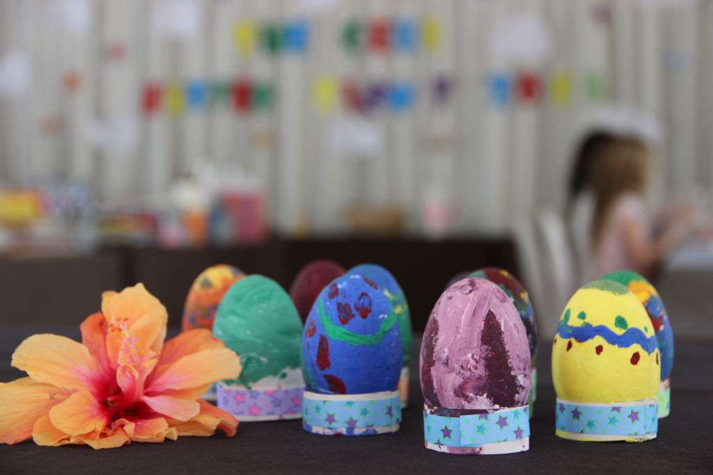 Painted Easter eggs at Coloane Resort Easter family activity