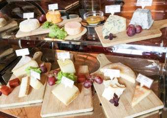 The cheese board at the French restaurant Aux Beaux Arts