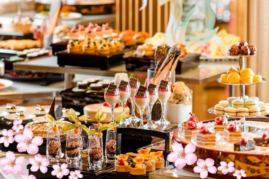 Sweets and other delicacies at Sakura-themed High Tea Buffet