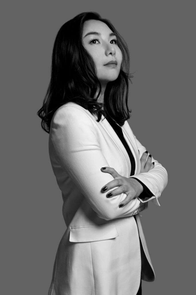 Black and white image of Mia Suki