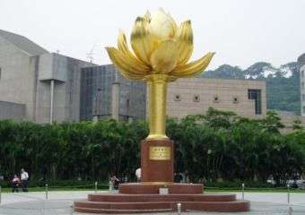 The golden lotus statue representing Macau as an SAR