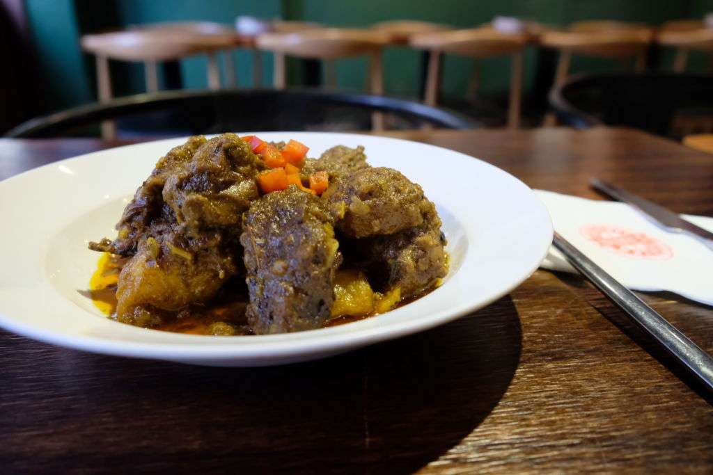 Beef rendang, an Indonesian beef stew, at Naughty Nuri restaurant in Macau. 