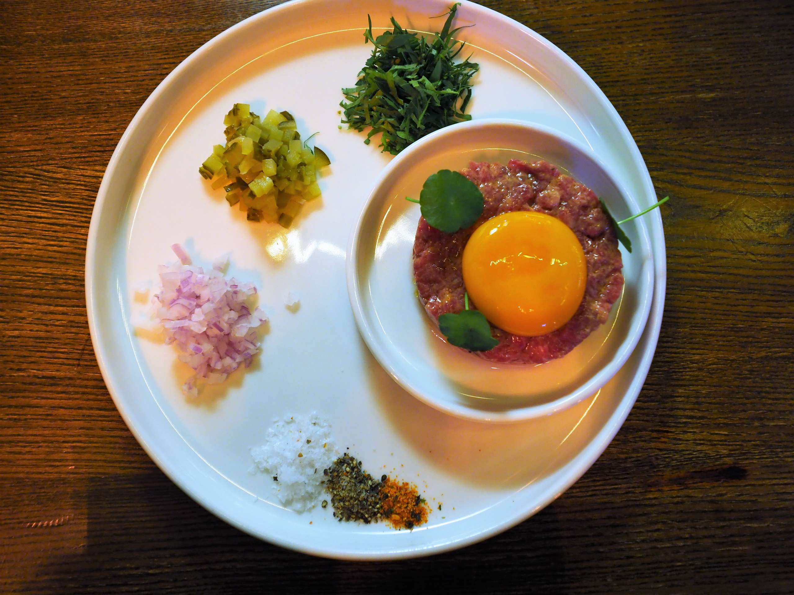 Beef tartare dish at Wolfpack restaurant