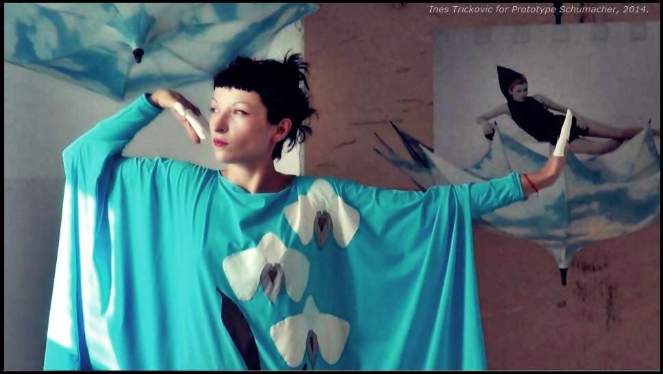 Jazz vocalist Ines Trickovic poses in blue costume in Macau. 