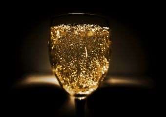 A glass of bubbling Champagne