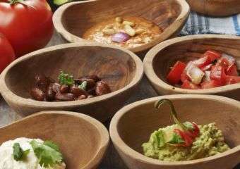 Bowls of ingredients for Mexican cuisine at El Pinball restaurant in Macau.