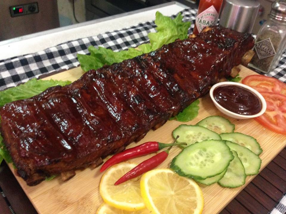  full slab ribs marinated with thyme, rosemary, garlic, pepper, and lemon from Gyro Pizza in Macau