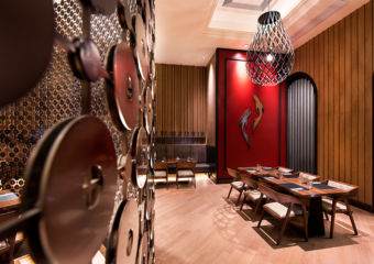 Entrance and tables at Infinite restaurant in Macau