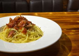 Parma ham pasta dish at Lavish Gourmet restaurant in Macau