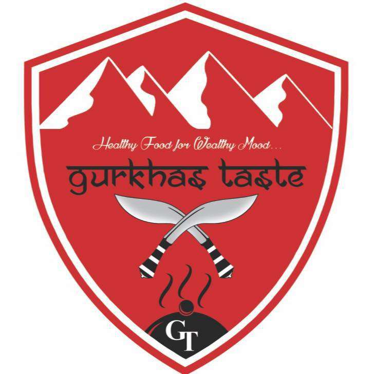 Red logo against white background for Nepal restaurant Gurkhas' Taste in Macau