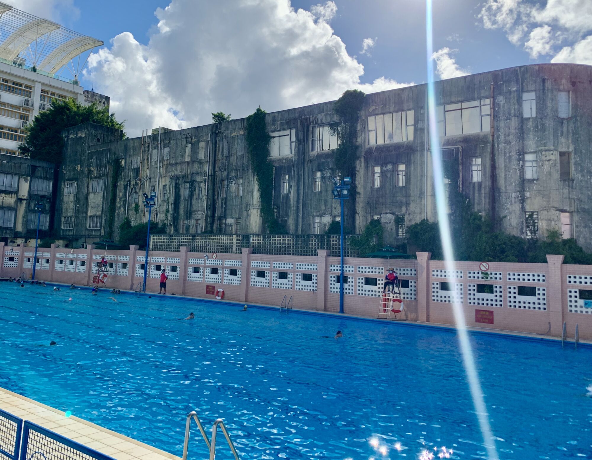 Tap Seac Swimming Pool Wide View from Below Sunny Day Macau Lifestyle Activity Classes for Adults