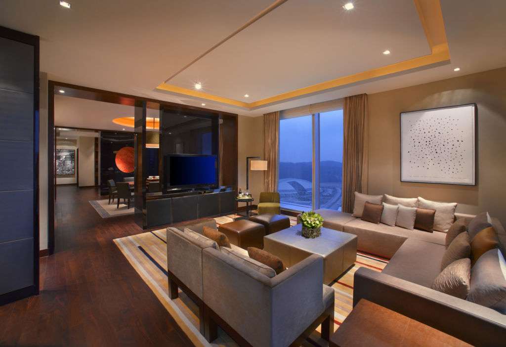 The living room in Grand Hyatt Presidential Suite in Grand Hyatt Macau