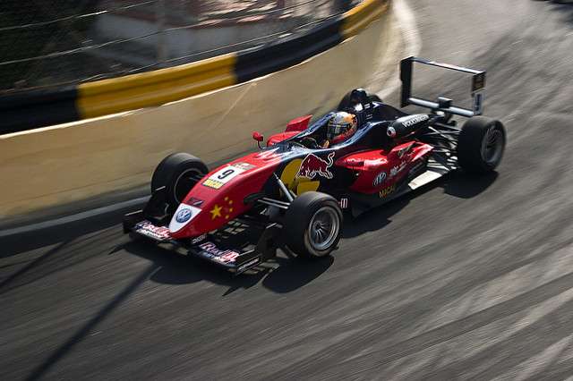 Race car on racecourse at Macau Grand Prix