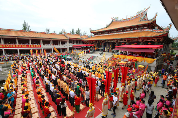 People gathered at A-MA Cultural Village in Coloane