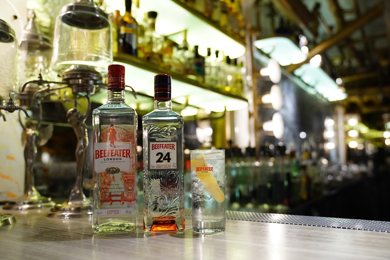 Two bottles of Beefeater gin