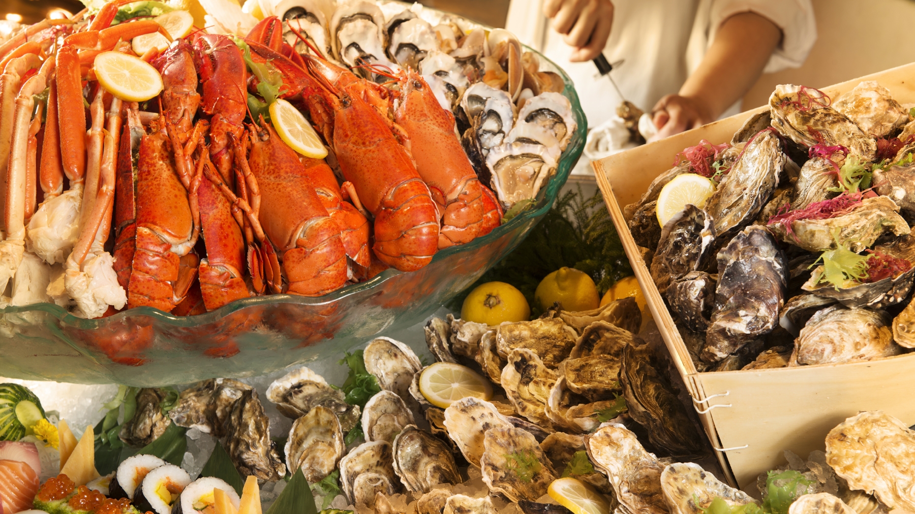 Seafood buffet spread