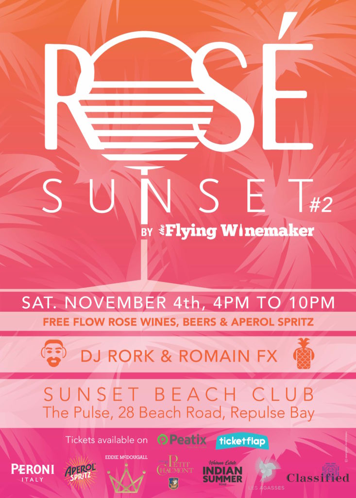 poster advertising Rosé Sunset by The Flying Winemaker