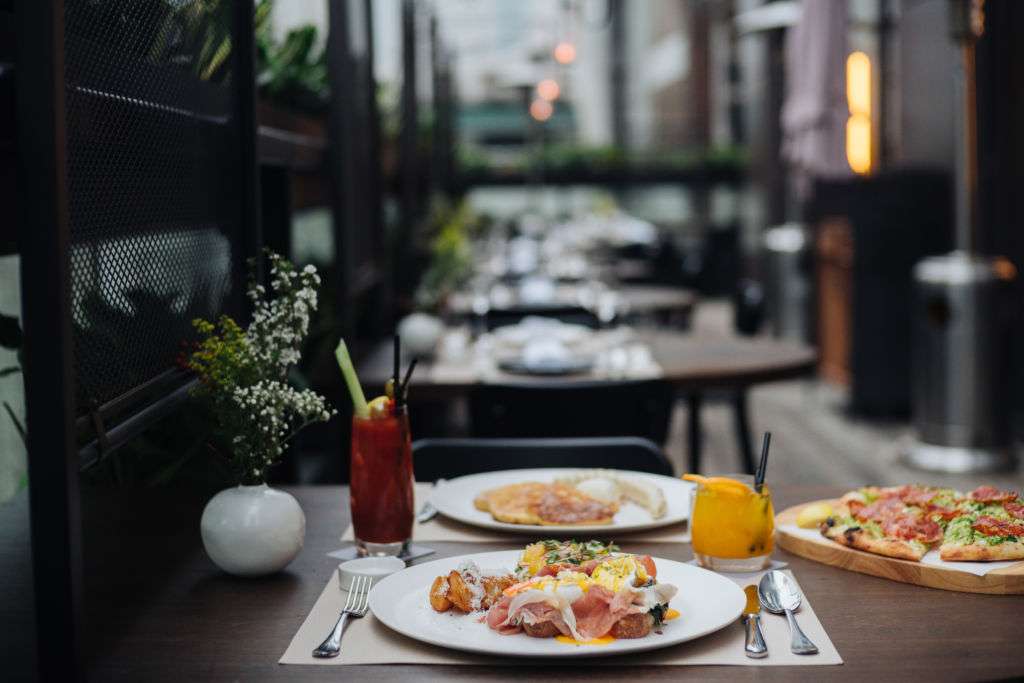 Pizza and other dishes at Mercato restaurant in Hong Kong. 