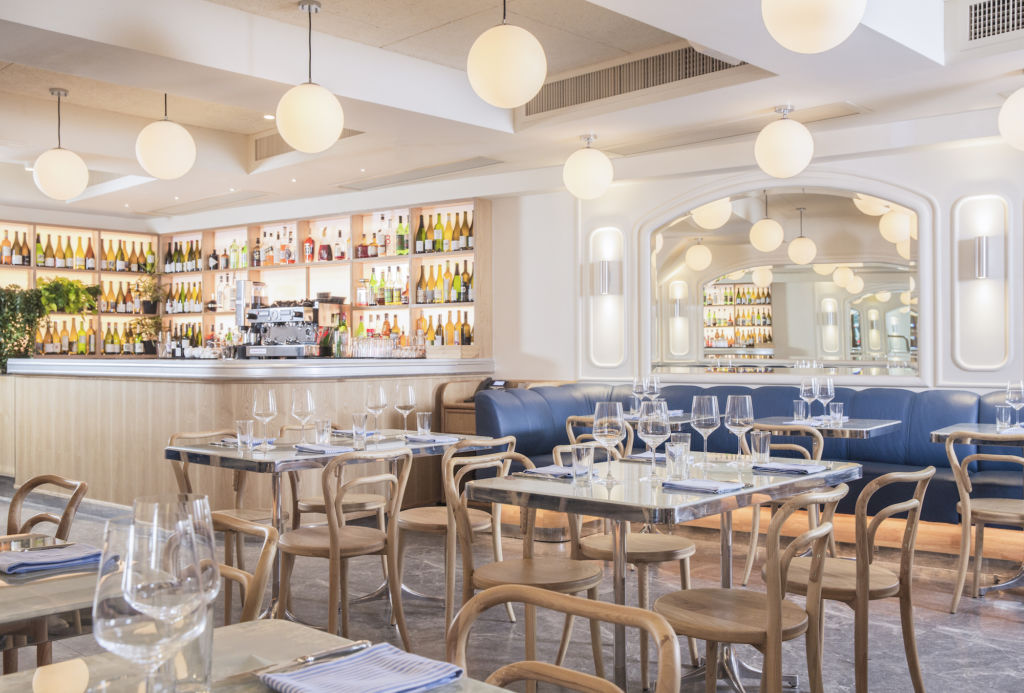 Interior dining room and bar counter at Belon.