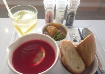 Sip Sop Soup beetroot soup and masala chicken