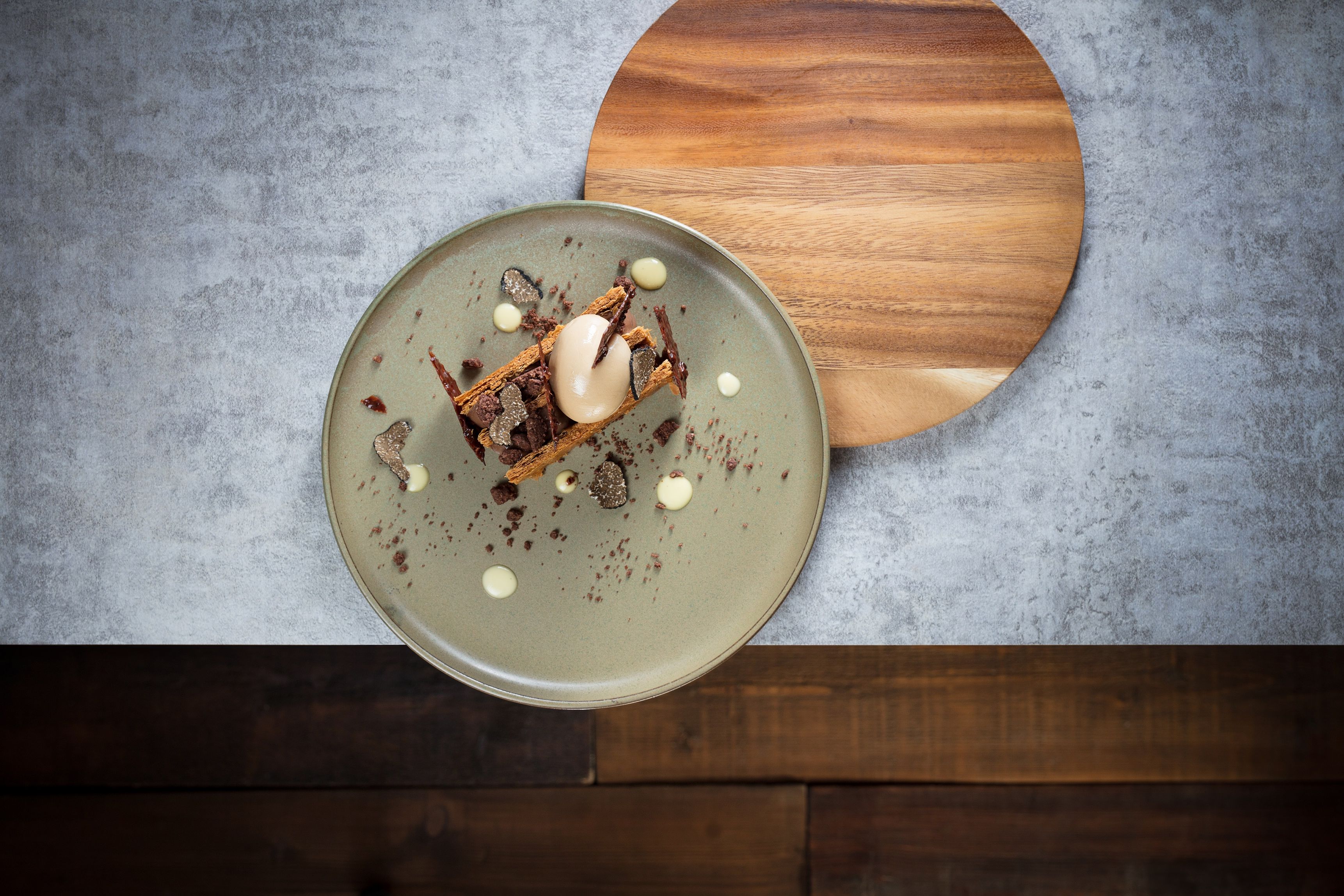 Mille Feuille with 72% chocolate cream and chestnut ice cream