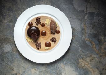 Chiado Chocolate bombe with salted caramel and hazelnut ice-cream