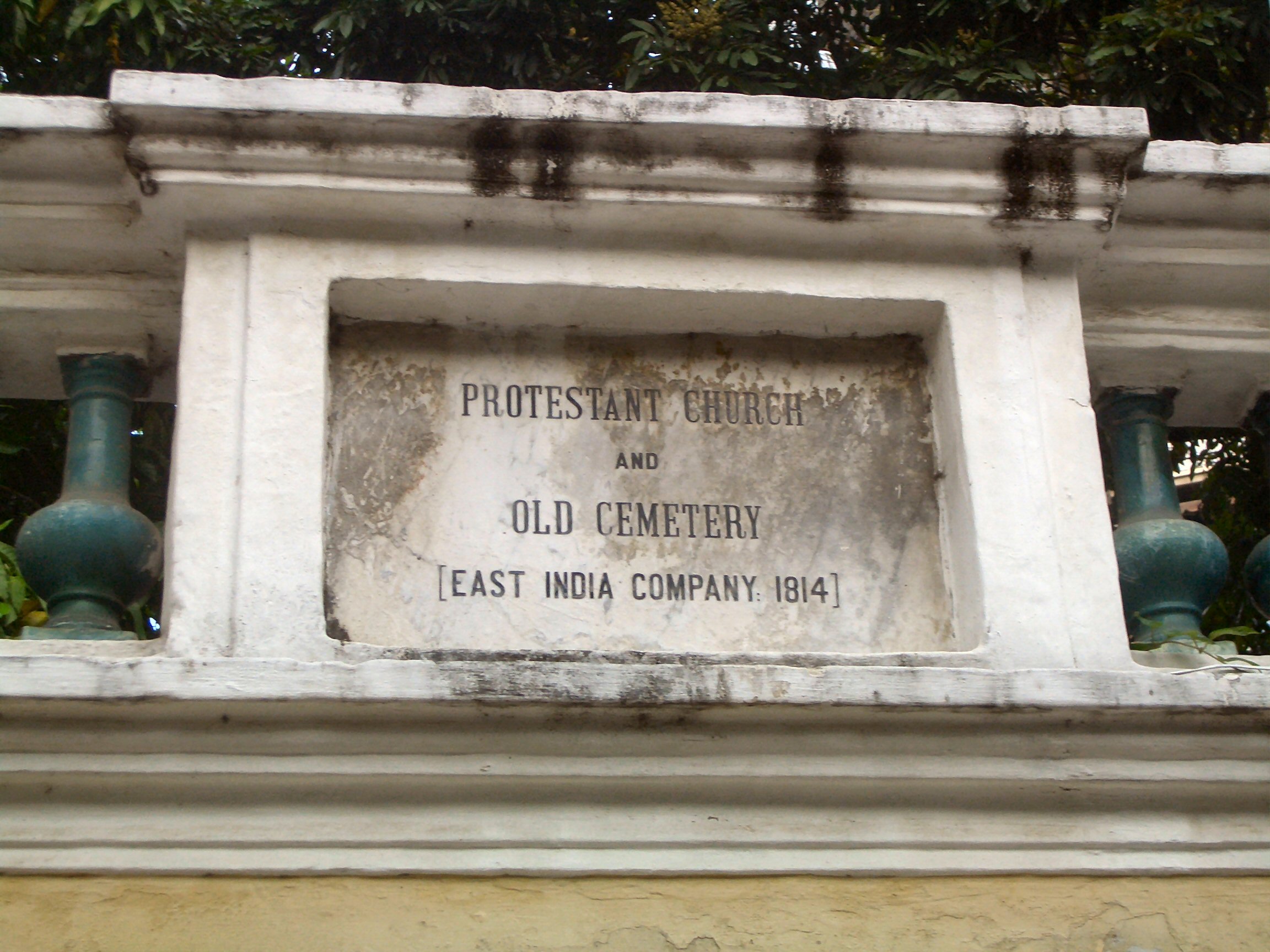 Macau Old Protestant Cemetery Chapel and Old Cemetery sign