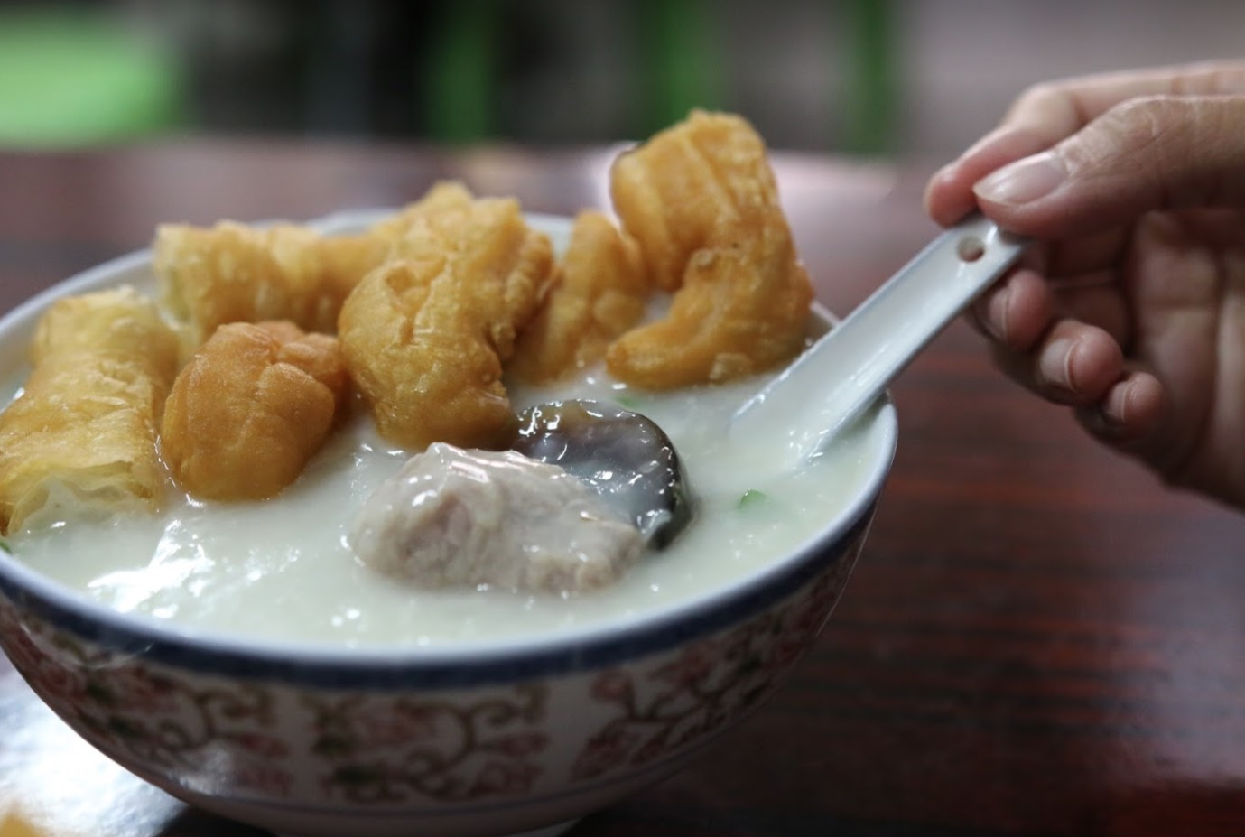 traditional macau snacks pork ball congee