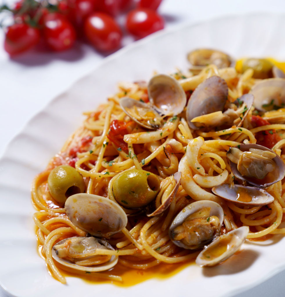 hong kong hot tables june Trattoria Spaghetti with Clams, Cuttlefish and Italian Olives