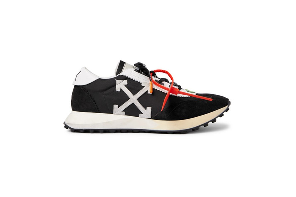 OFF-WHITE-Leather-Trimmed-Shell-And-Suede-Sneakers Fashion Running Shoe