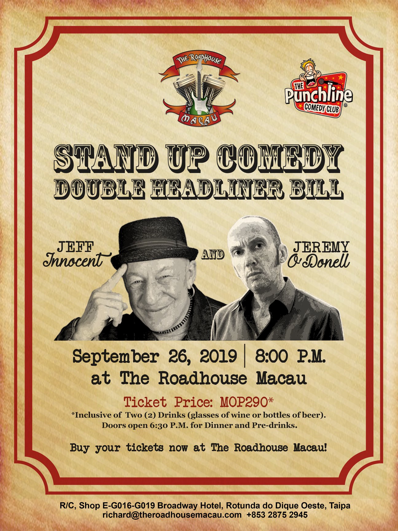 Stand Up Comedy At The Roadhouse Macau september events macau