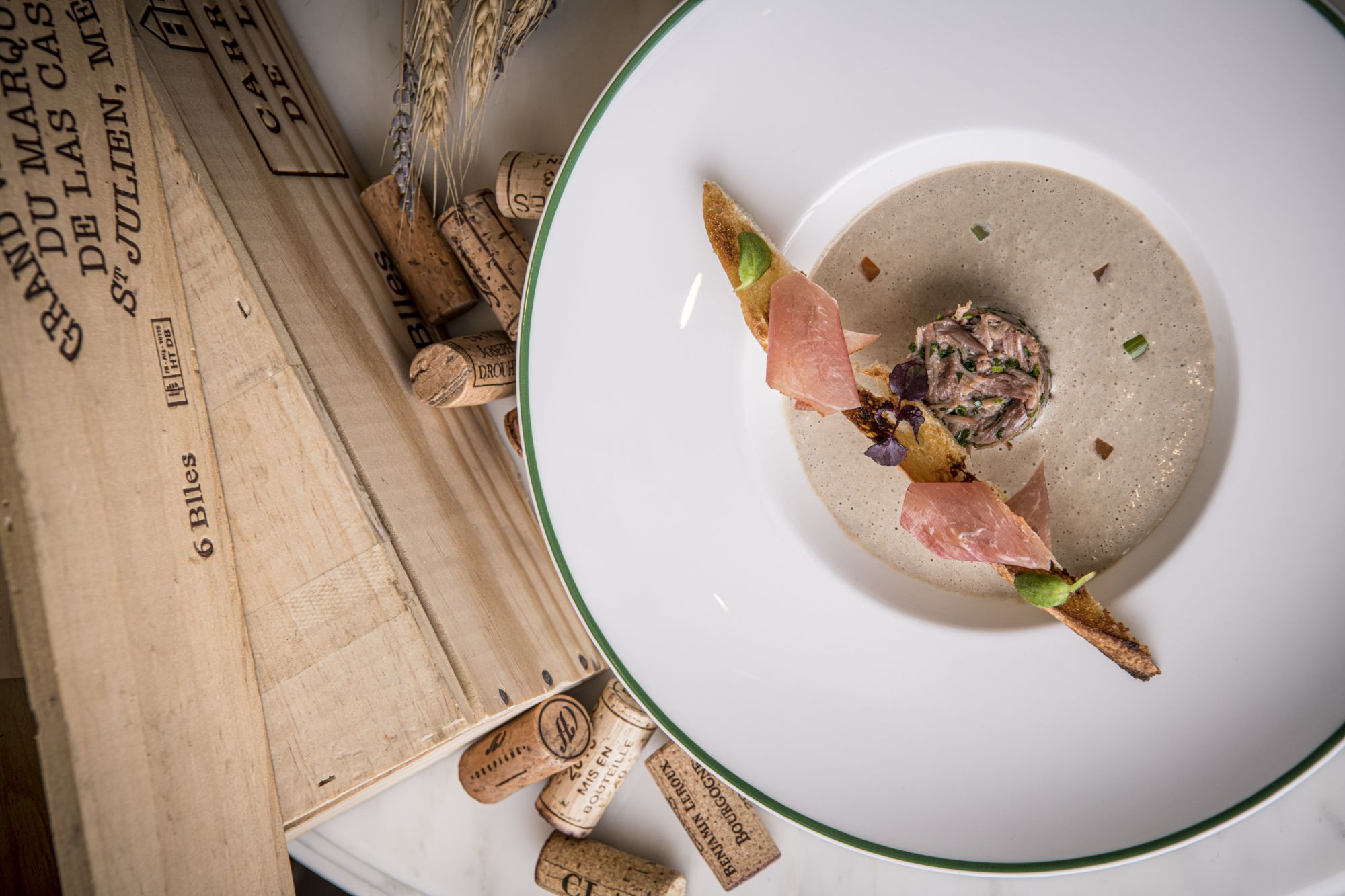 Green du Puy lentil soup with duck confit Bordeaux Set Menu Brasserie