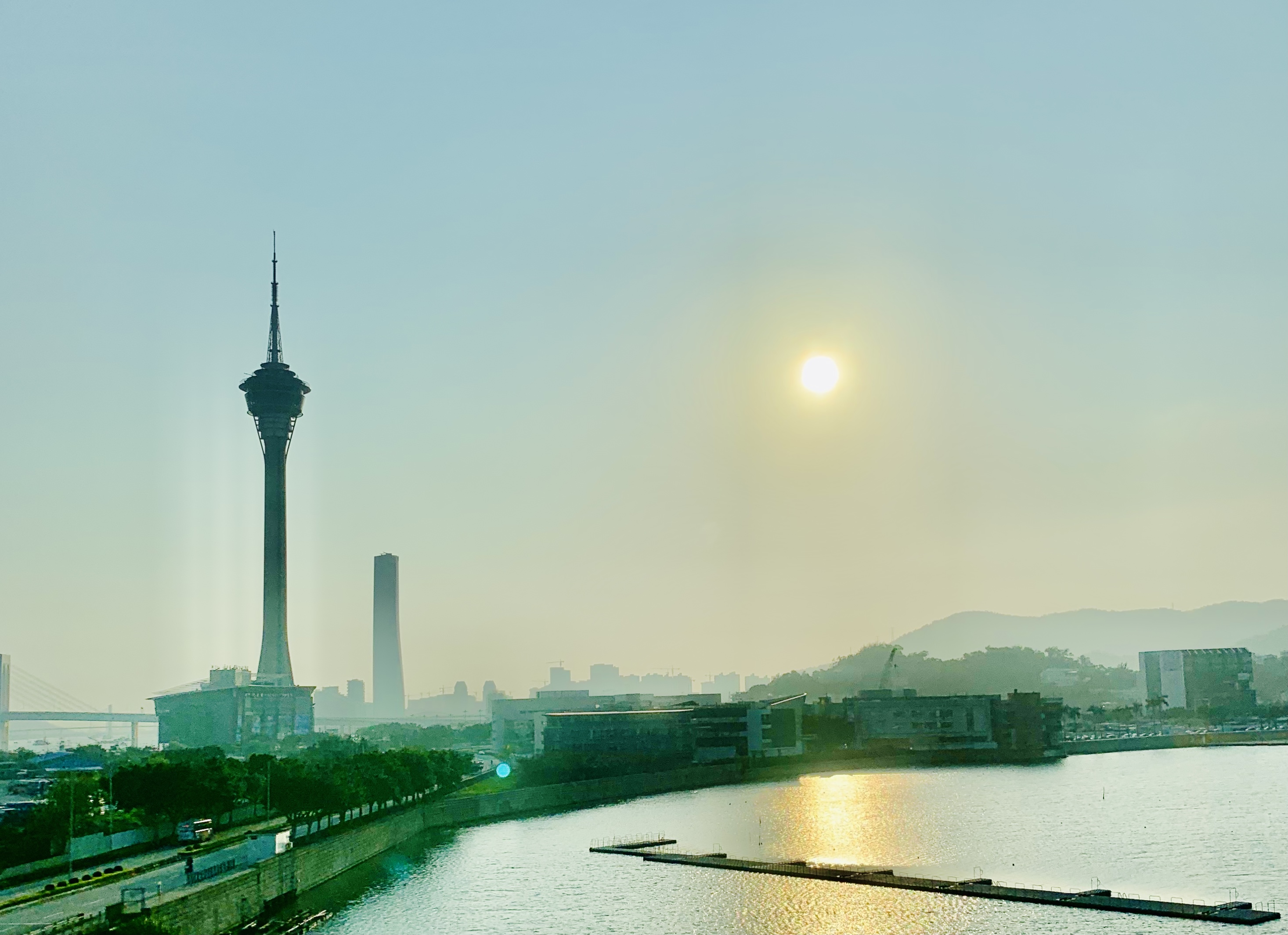 Nobre de Carvalho Overview with Macau Tower Sunny Sky Macau Lifestyle