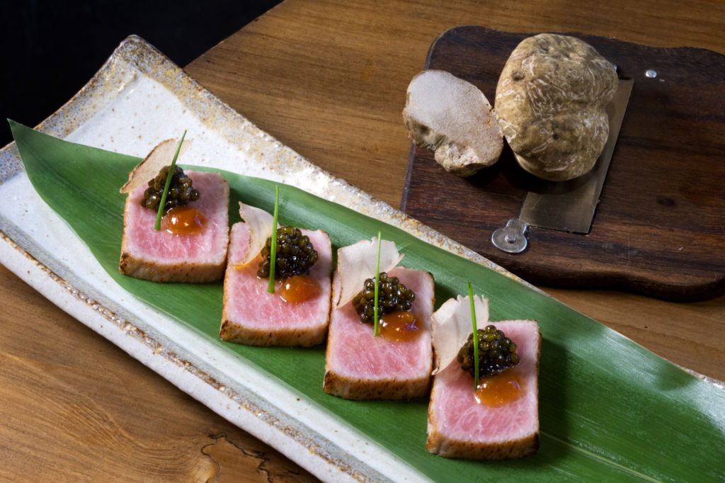 ZUMA Seared toro with caviar, wafu sauce and hana hojiso hong kong hot tables 