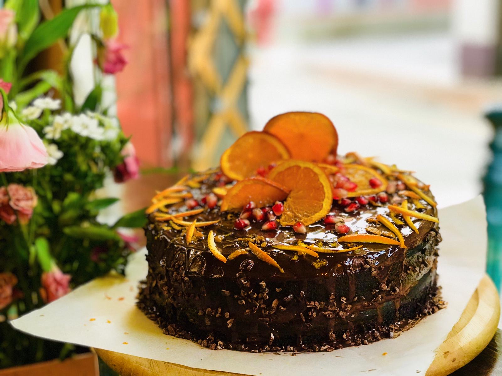 orange and chocolate cake from blissful carrot