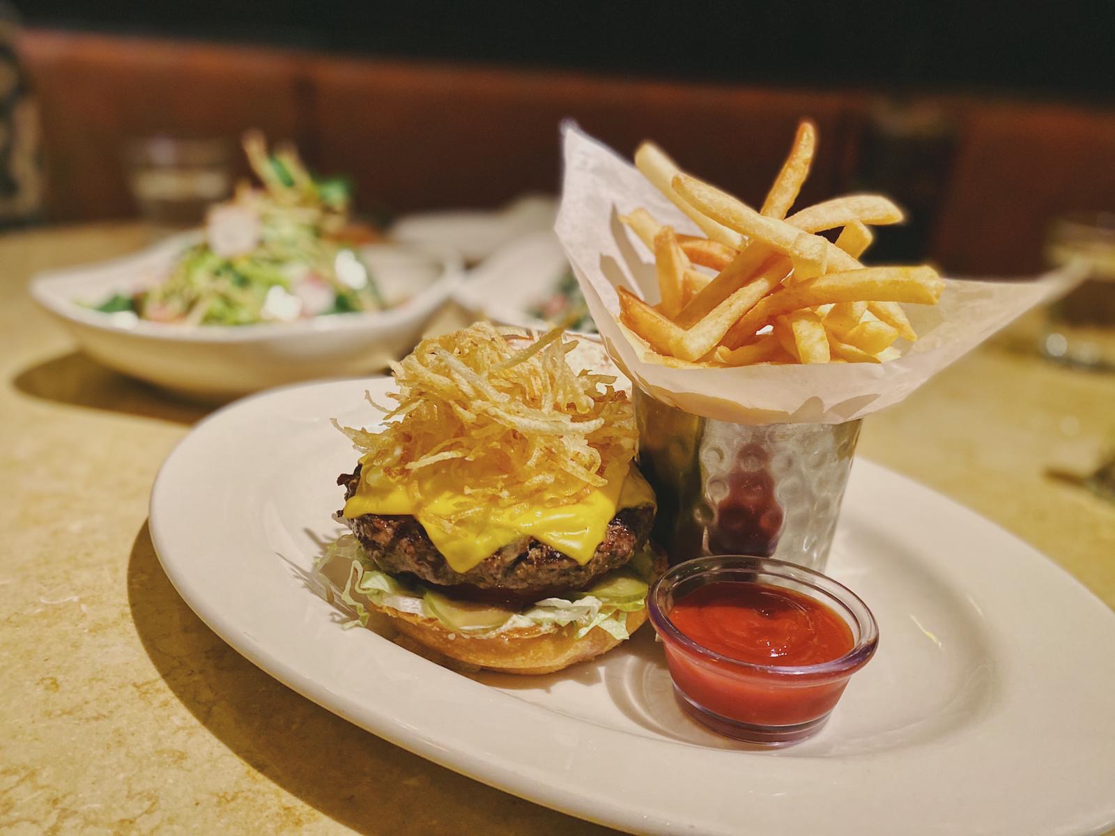 American Burger from Cheesecake Factory with Fries Macau Lifestyle