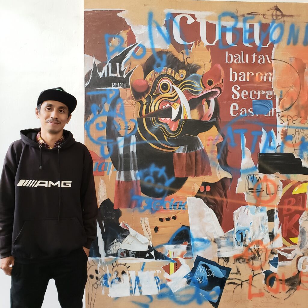 I Nyoman Suarnata with his painting Exhibition in Casa Garden