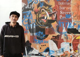 I Nyoman Suarnata with his painting Exhibition in Casa Garden