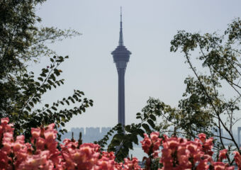Macau Tower and flowers
