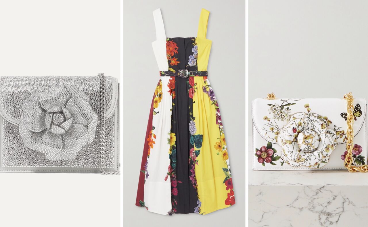 Oscar de la Renta floral design dress wallet bag