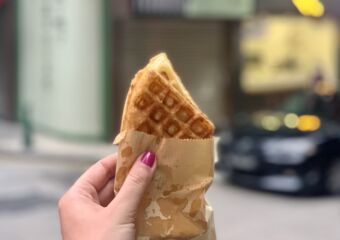 Waffle from Tsing Yi Waffle Stand With Macau in the Background